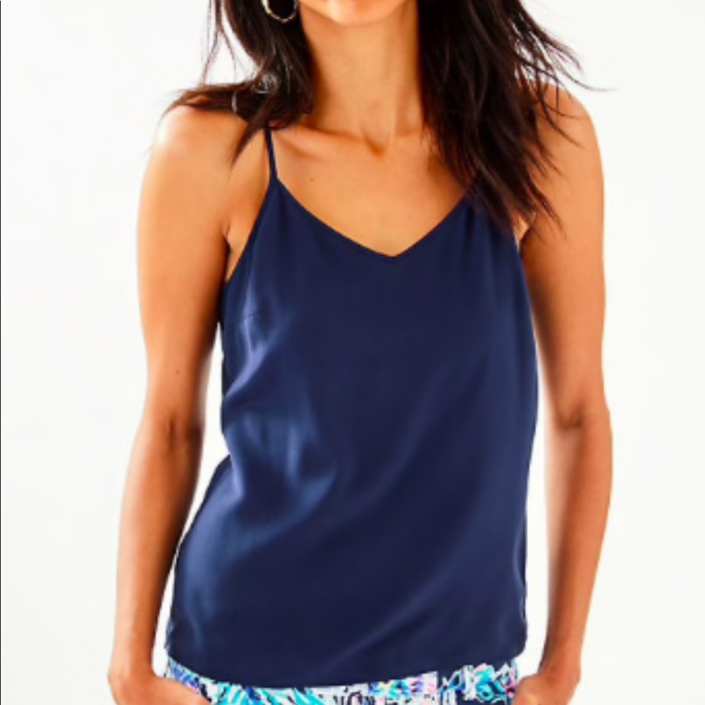 Dusk top true navy silk